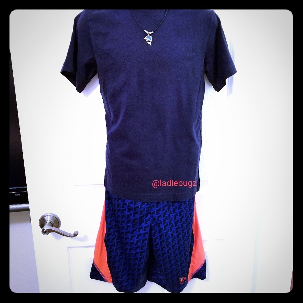 Shorts & T-shirt Set Neon Orange, Navy, Black